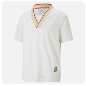 PUMA Run Ciele V Neck Short Sleeve T-Shirt Mens White Casual Tops 52342266